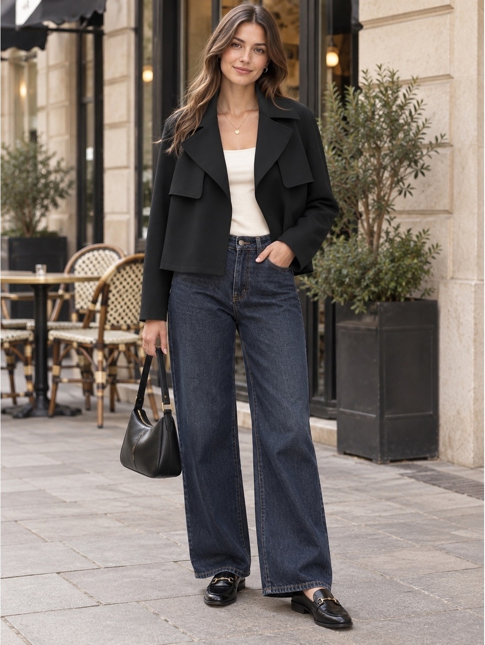 Bagatelle Collection Black Cropped Jacket Size M
